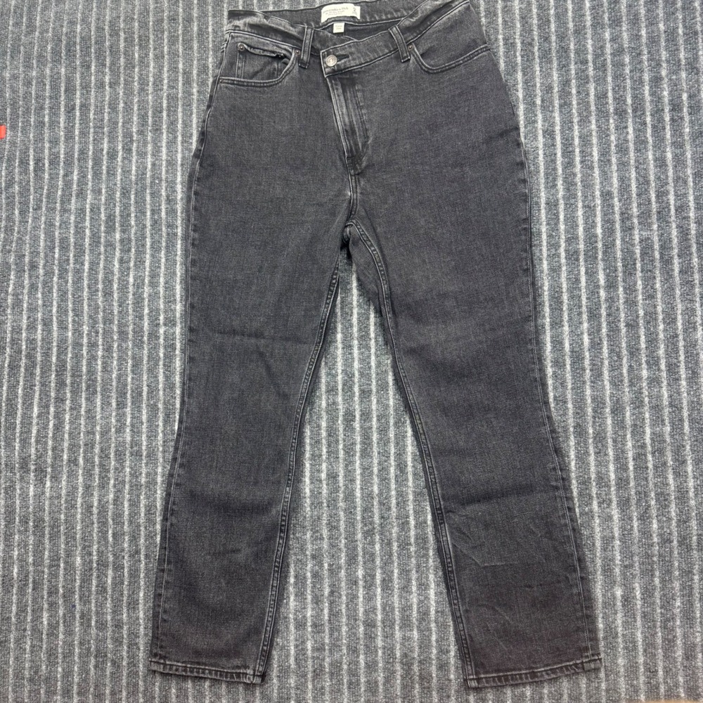 Abercrombie & Fitch Womens 90s Slim Straight Jeans 29 8XS Black Crossover Waist